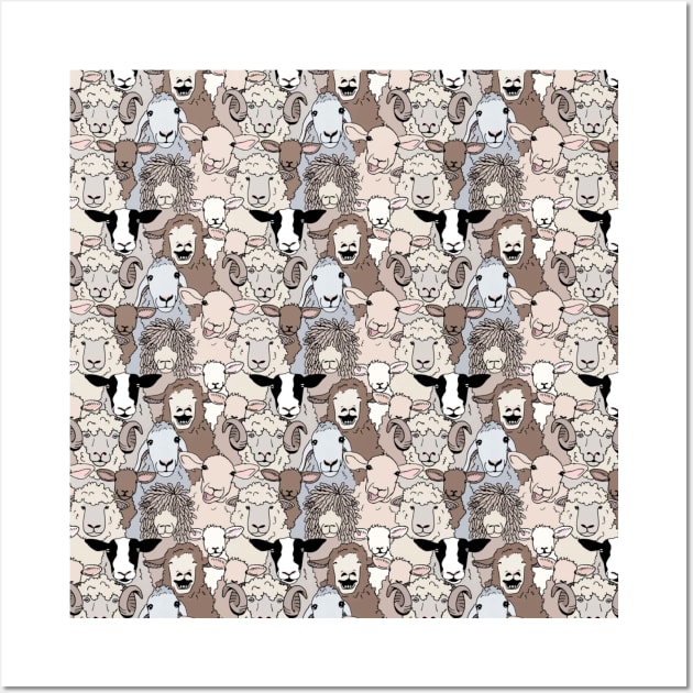 Funny Flock of Sheep Wall Art by cottoncanvas